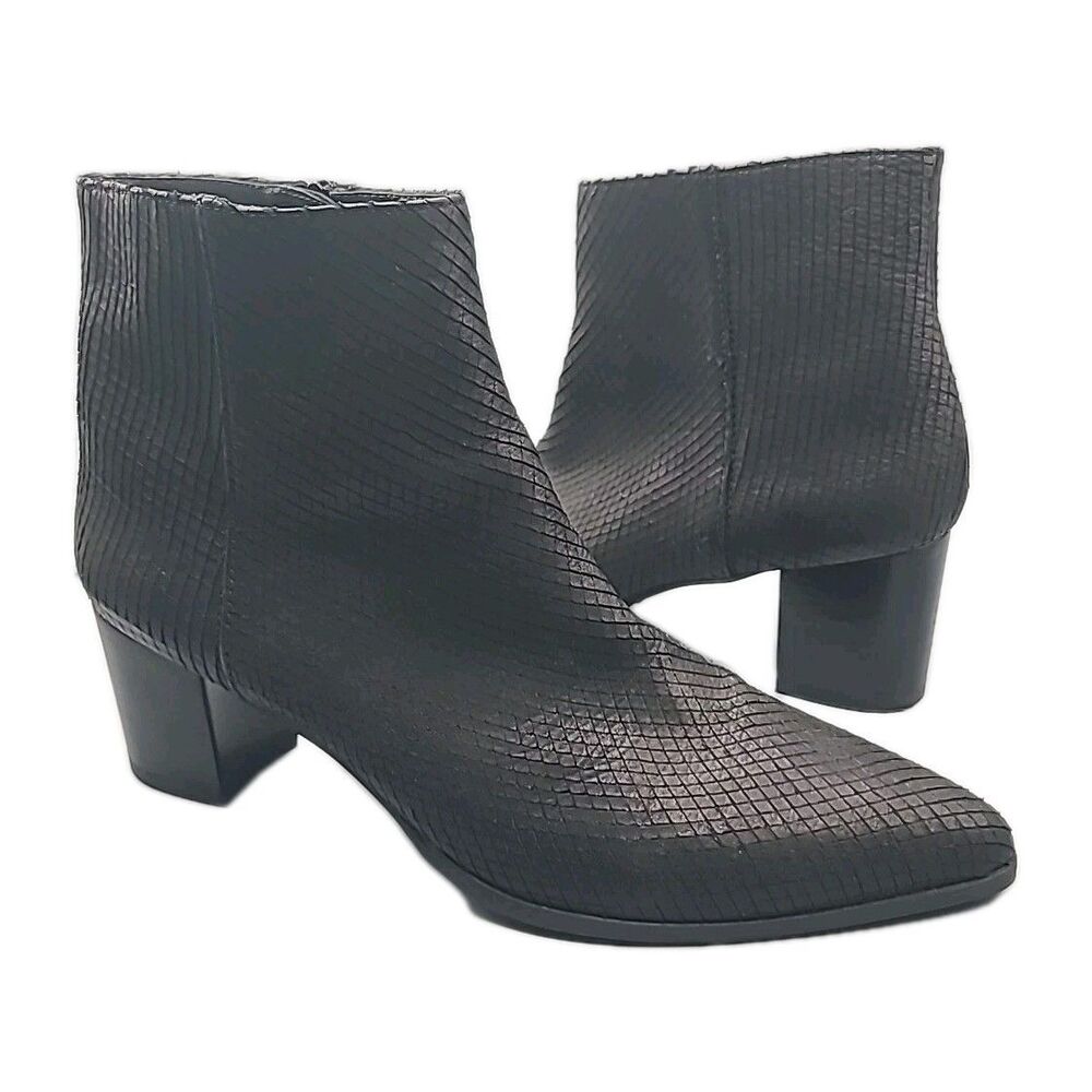 Stuart Weitzman Ankle Boots Black Leather block Heel Zipper sz 11 N New/ Floor